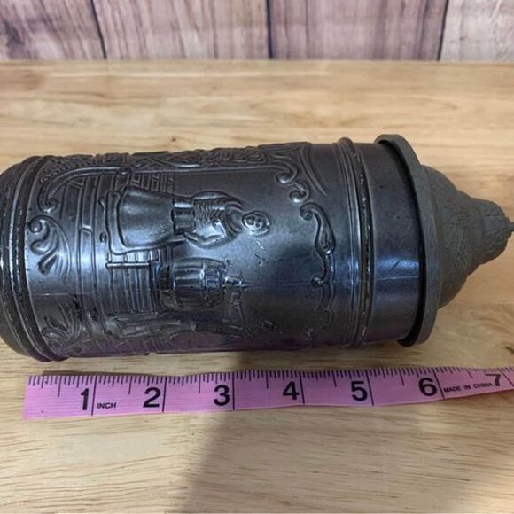 KW-264 Beer Stein "EIN PROSIT DER GEMUTLICHKEIT" Gun Metal grey GLASS Vintage 7” - Picture 10 of 10